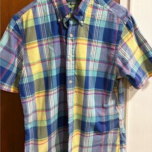 Ralph Lauren Mens Muliticolor Plaid Short Sleeve Button Up Shirt Size m